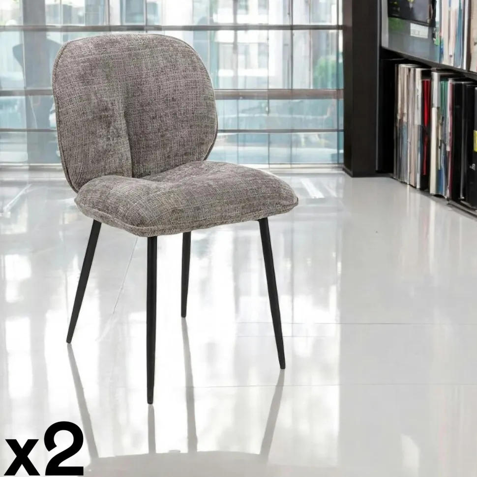 Chaise cosy en tissu gris (lot de 2) IENA