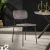 Chaise d'écolier en velours gris (lot de 2) MELBOURNE