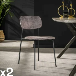 Chaise d'écolier en velours gris (lot de 2) MELBOURNE