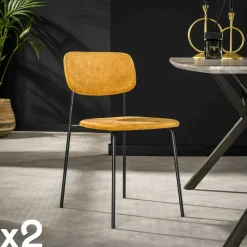 Chaise d'écolier en velours gris (lot de 2) MELBOURNE