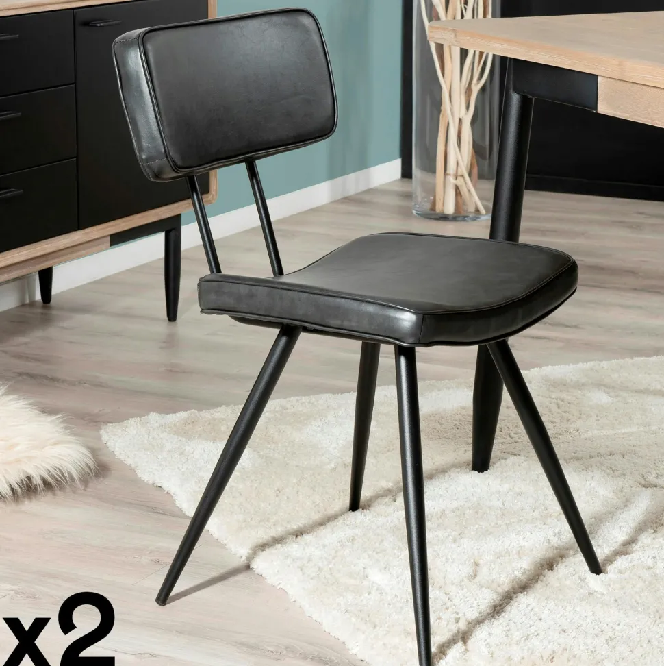 Chaise d'écolier en velours gris (lot de 2) MELBOURNE