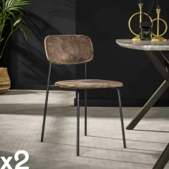 Chaise d'écolier en velours doré (lot de 2) MELBOURNE