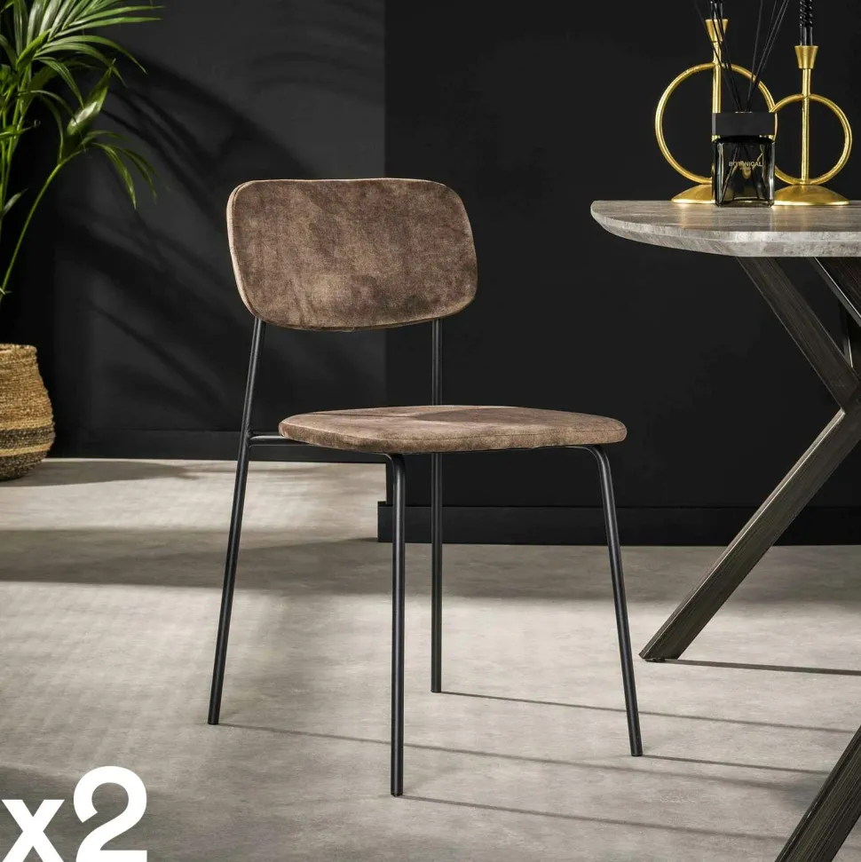 Chaise d'écolier en velours doré (lot de 2) MELBOURNE