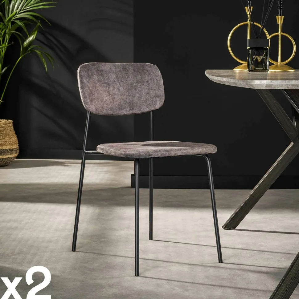 Chaise d'écolier en velours doré (lot de 2) MELBOURNE