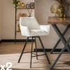 Chaise de bar confortable en bouclette blanche avec fonction pivotante (lot de 2) MELBOURNE