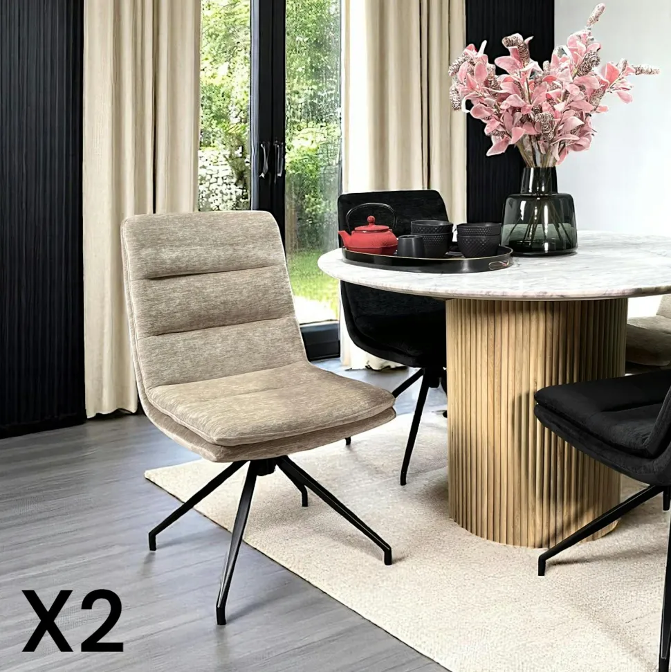 Chaise de bar confortable en velours cannelle avec fonction pivotante (lot de 2) MELBOURNE