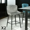 Chaise de bar en velours gris (lot de 2) ARLINGTON