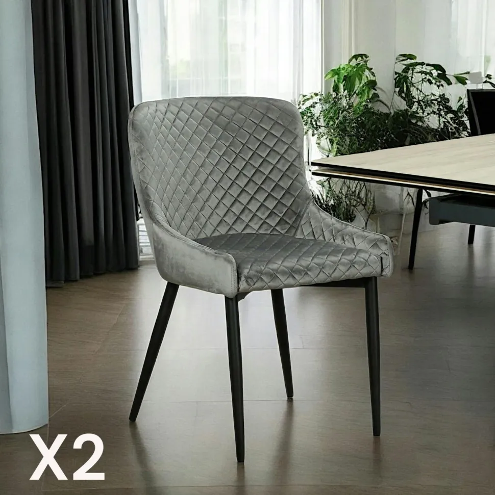 Chaise de bar en velours gris (lot de 2) ARLINGTON