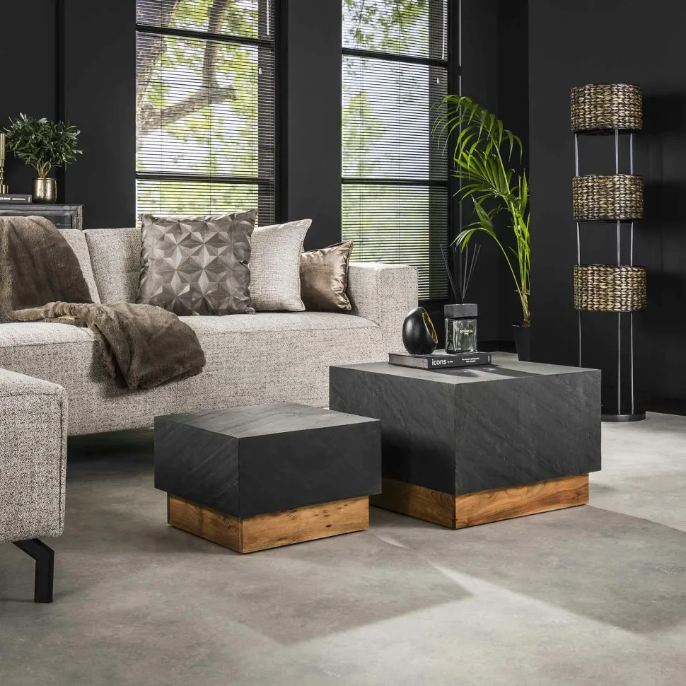 Chaise de bar velours gris anthracite (lot de 2) MALMOE