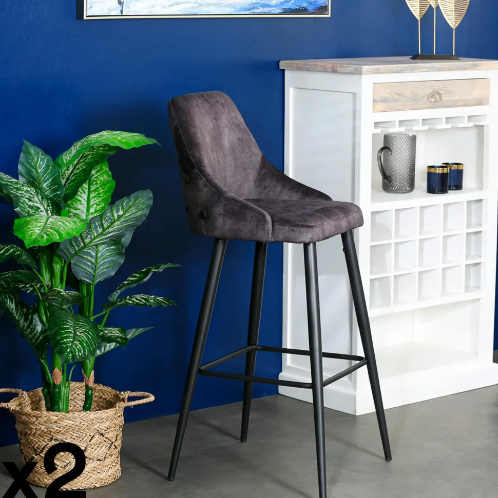 Chaise de bar velours havane (lot de 2) MALMOE