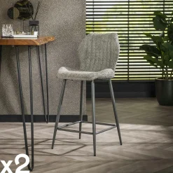 Chaise de bar velours ocre (lot de 2) MALMOE