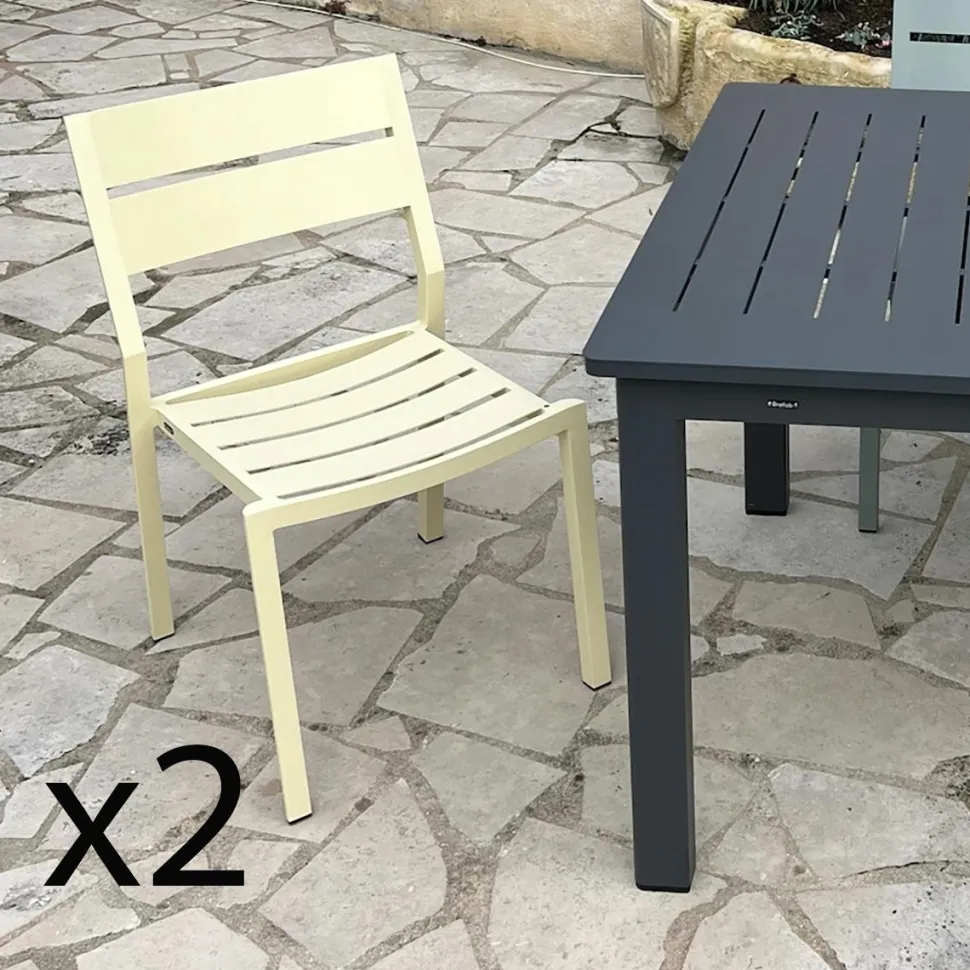 Chaise de jardin avec accoudoirs en aluminium blanc (lot de 2) STOCKHOLM