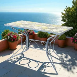 Chaise de jardin bleue décor mosaïque citrons (lot de 2) GRENADE