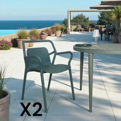 Chaise de jardin design jaune, empilable (lot de 2) PINETO