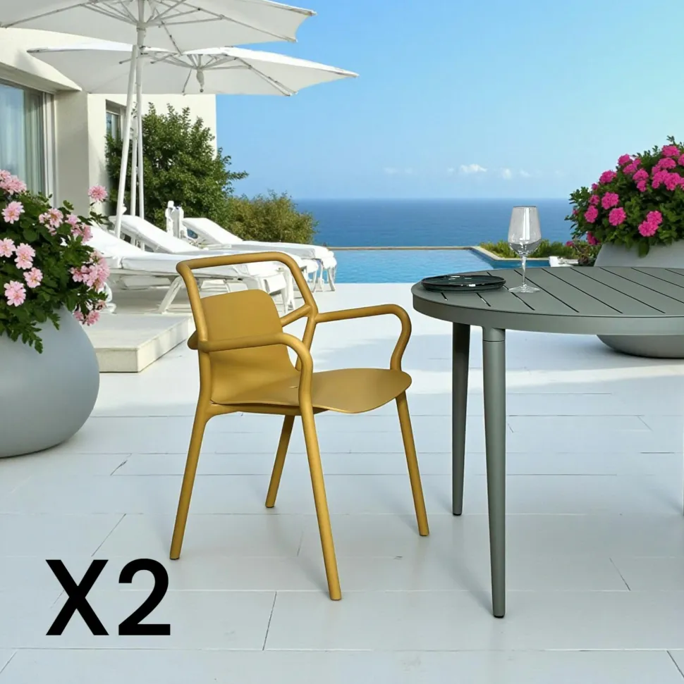 Chaise de jardin design orange, empilable (lot de 2) PINETO