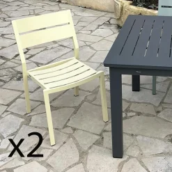 Chaise de jardin en aluminium jaune tendre (lot de 2) STOCKHOLM