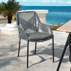 Chaise de jardin en corde tressée grise GRENADE