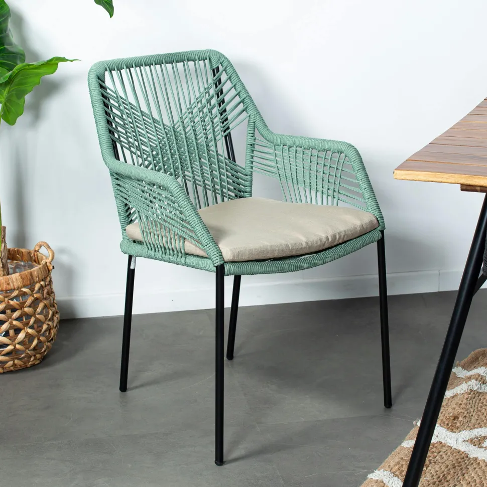 Chaise de jardin en corde tressée grise GRENADE