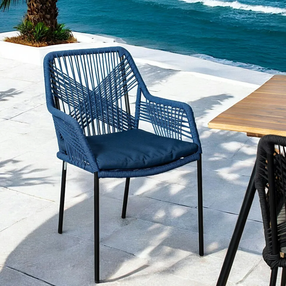Chaise de jardin en corde tressée grise GRENADE
