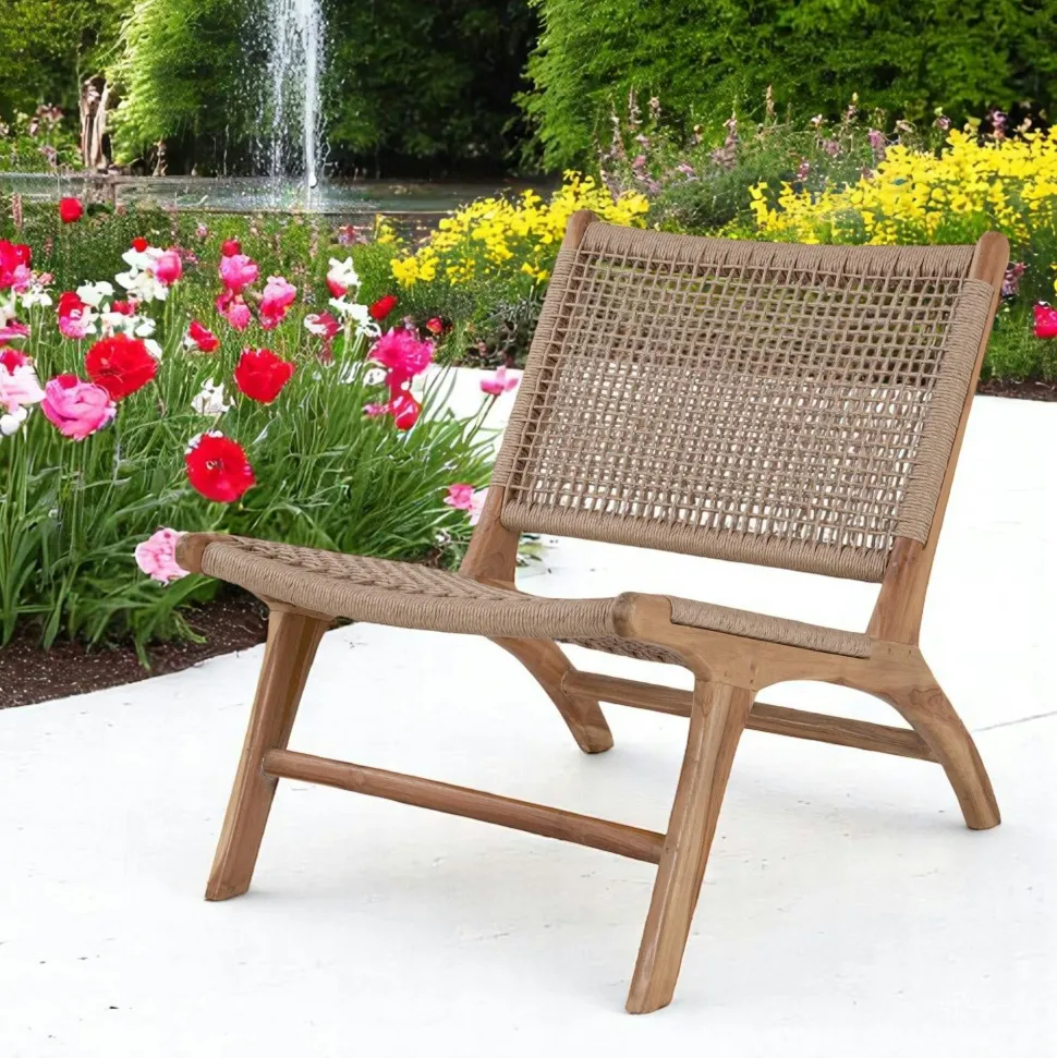Chaise de jardin en teck avec assise en corde MENDOZA