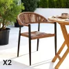 Chaise de jardin noire en résine tressée et aluminium (lot de 2) MENDOZA