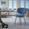 Chaise de salle à manger bleue, assise ronde (lot de 2) LIGURIE