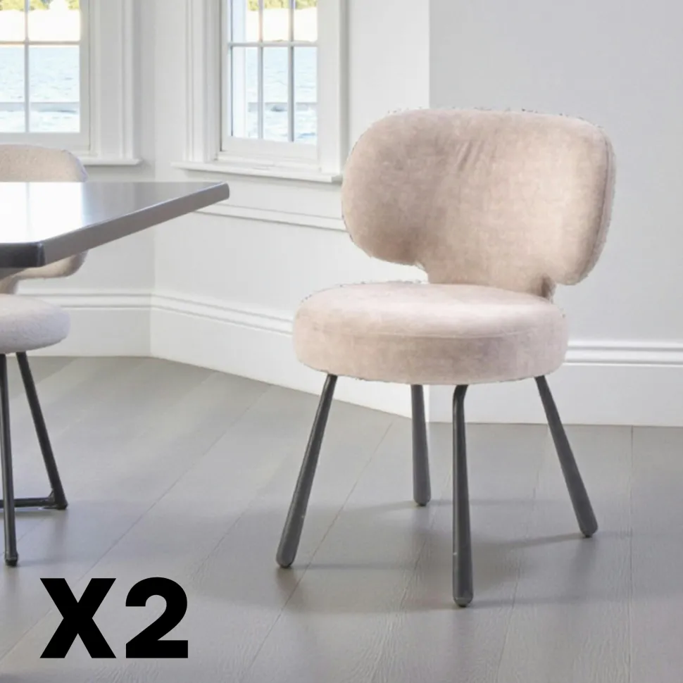 Chaise de salle à manger bleue, assise ronde (lot de 2) LIGURIE