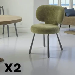 Chaise de salle à manger bleue, assise ronde (lot de 2) LIGURIE