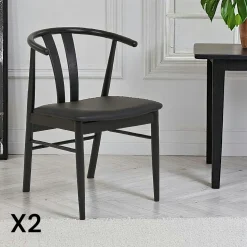 Chaise de salle à manger design noire en bois de hêtre (lot de 2) BERLIN