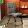 Chaise de salle à manger gris sombre avec pieds épingle (lot de 2) MALMOE