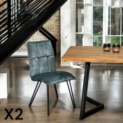 Chaise de salle à manger gris sombre avec pieds épingle (lot de 2) MALMOE