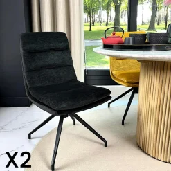 Chaise de salle à manger pivotante en velours moutarde (lot de 2) PALERME