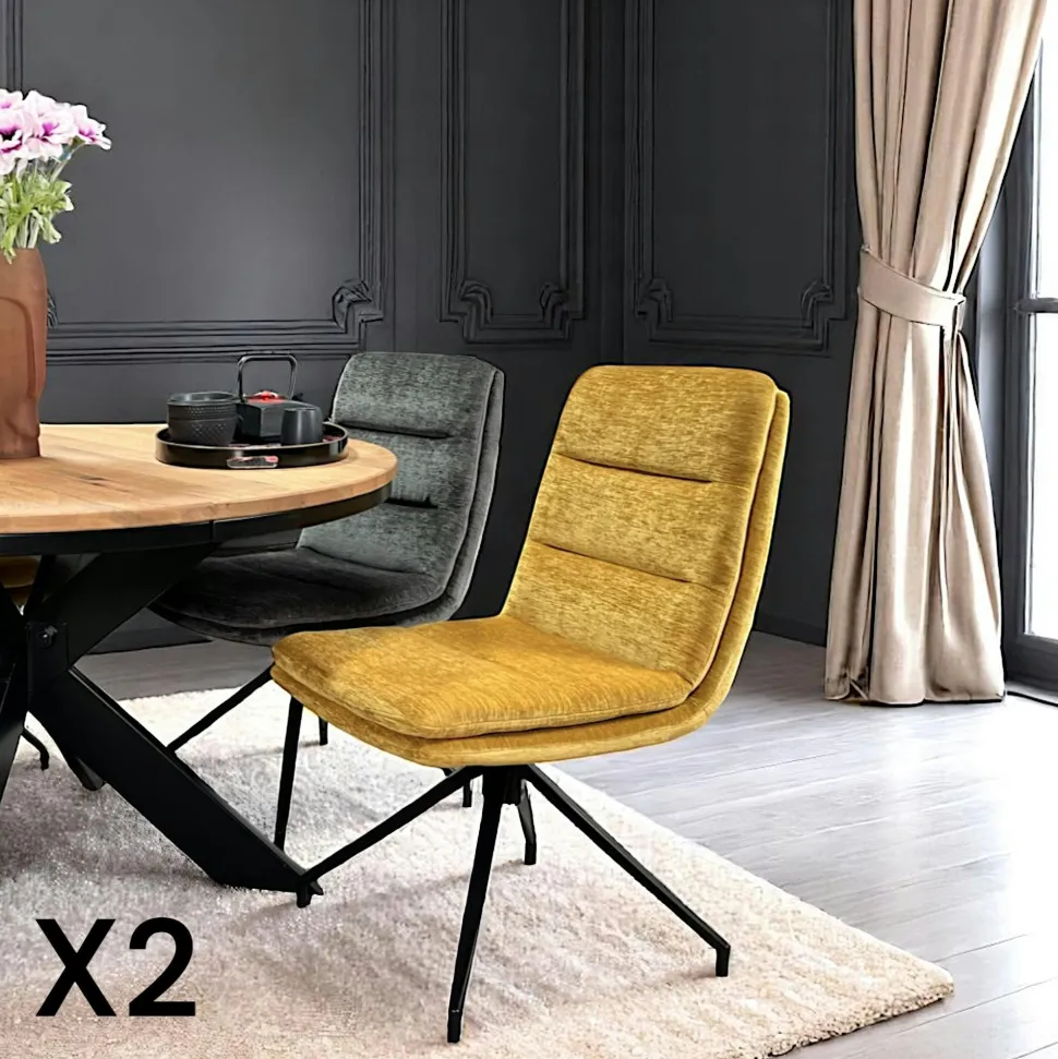 Chaise de salle à manger pivotante en velours noir (lot de 2) PALERME