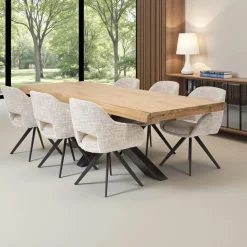 Chaise de table couture apparente taupe pied étoile HELSINKI (lot de 2)