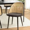 Chaise design dossier cannage arrondi assise velours noir (lot de 2) LOANO
