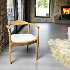 Chaise design en bouclette écrue PALERME