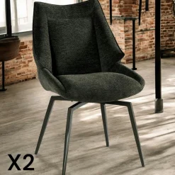 Chaise design tissu microfibre moutarde (lot de 2) IENA