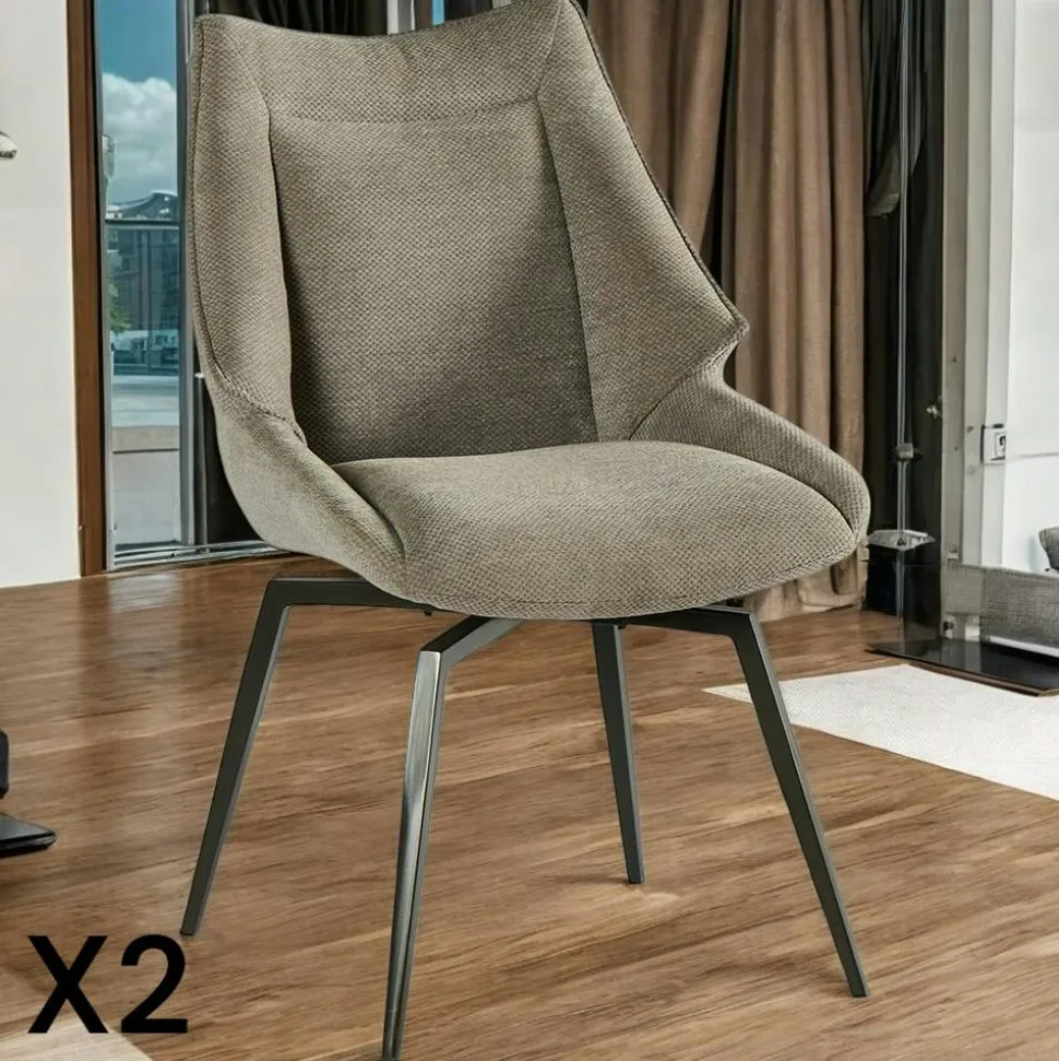Chaise design tissu microfibre chocolat (lot de 2) IENA