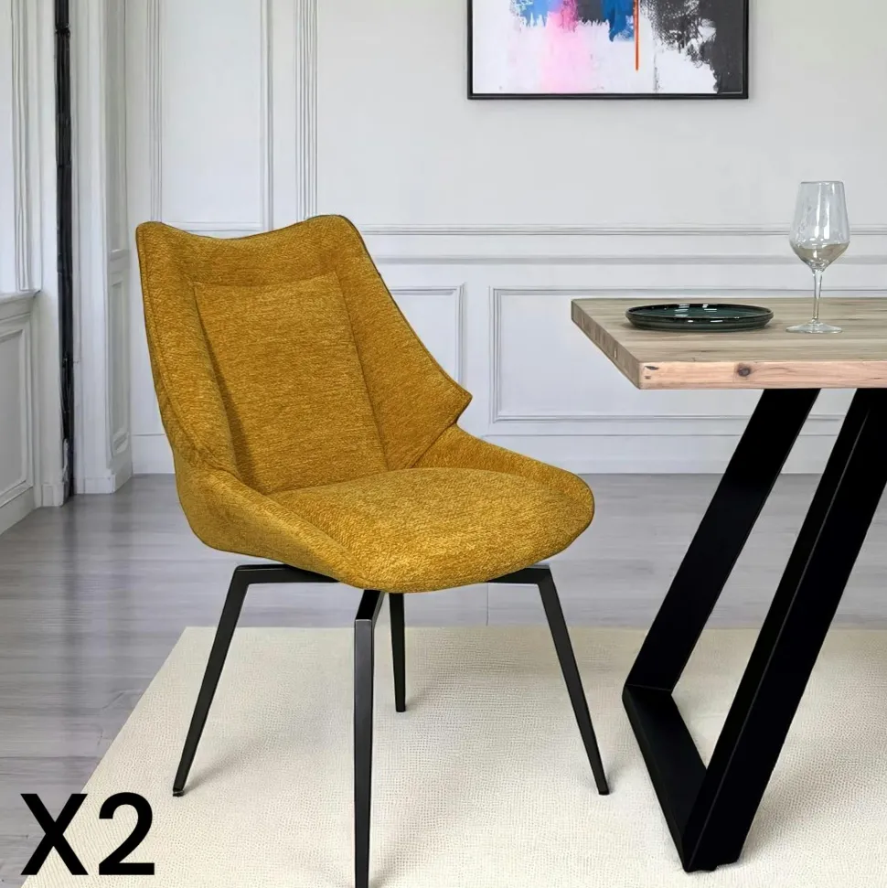 Chaise design tissu microfibre anthracite (lot de 2) IENA