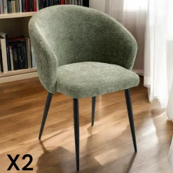 Chaise dossier rond tissu gris (lot de 2) IENA