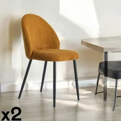 Chaise dossier rond tissu vert (lot de 2) IENA