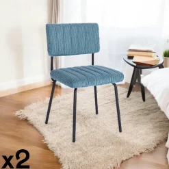 Chaise dossier rond tissu vert (lot de 2) IENA