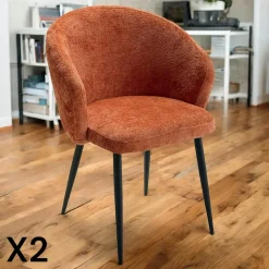 Chaise dossier rond tissu bleu (lot de 2) IENA