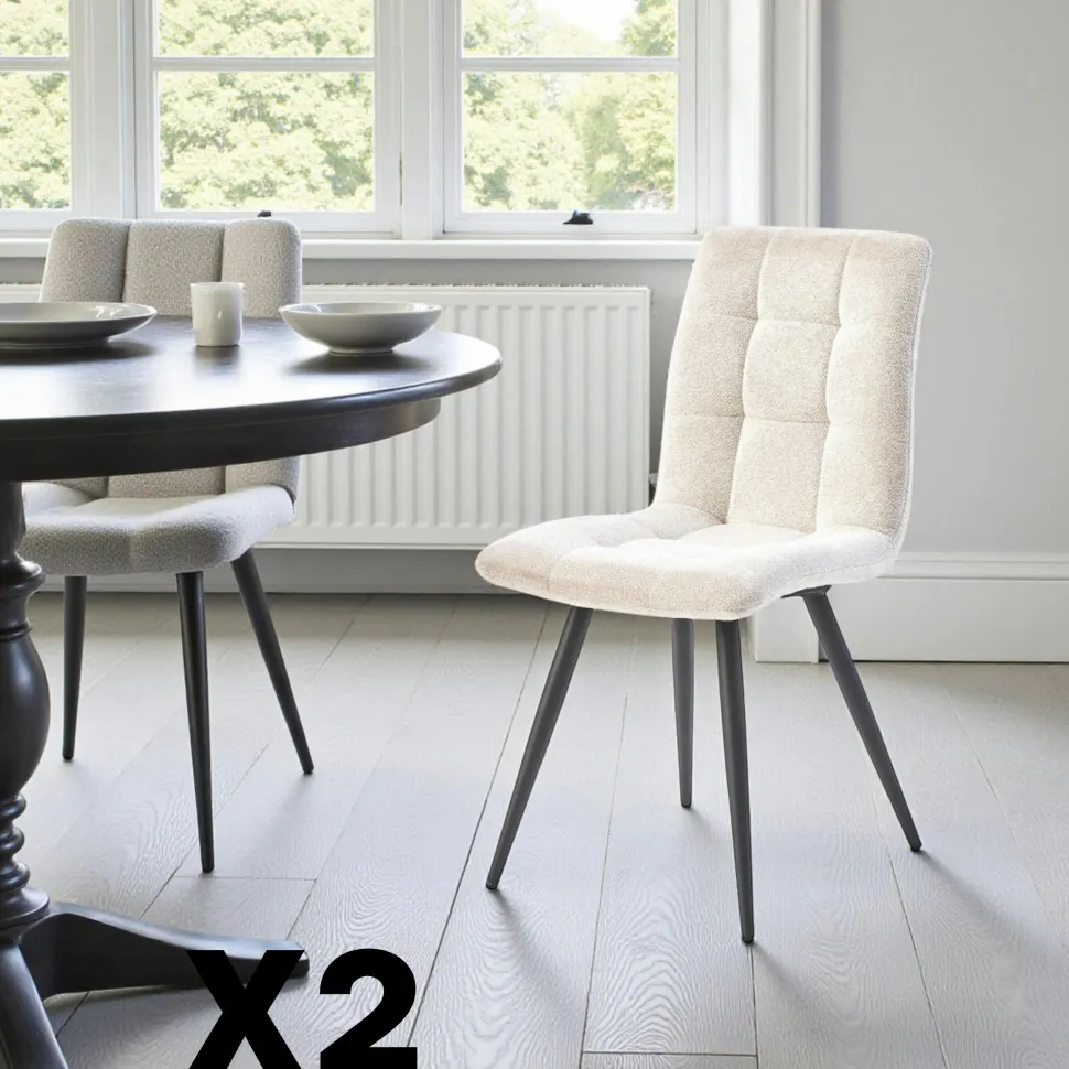 Chaise en tissu anthracite motif damier (lot de 2) LOMBARDIE