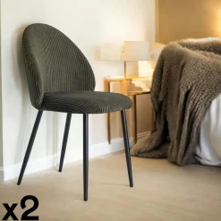 Chaise en tissu côtelé rouille (lot de 2) IENA