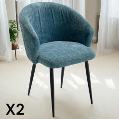 Chaise en tissu côtelé rouille (lot de 2) IENA