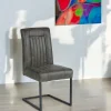 Chaise en tissu microfibres gris et pieds métal noir