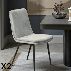 Chaise en velours doré à double coussinage (lot de 2) OKA