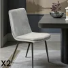 Chaise en velours gris à double coussinage (lot de 2) OKA