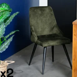 Chaise en velours gris (lot de 2) MALMOE